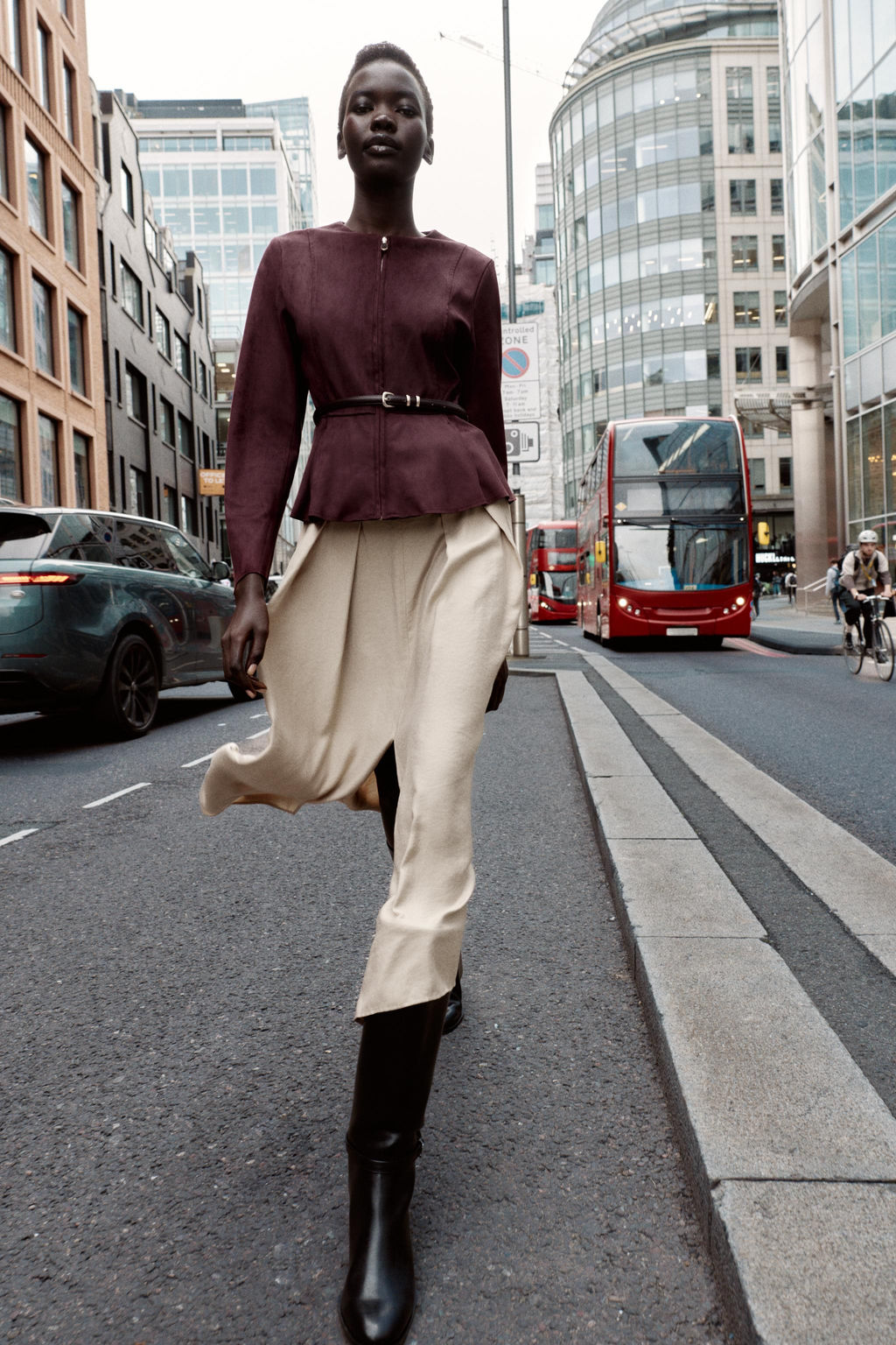 BELTED FAUX SUEDE PEPLUM JACKET