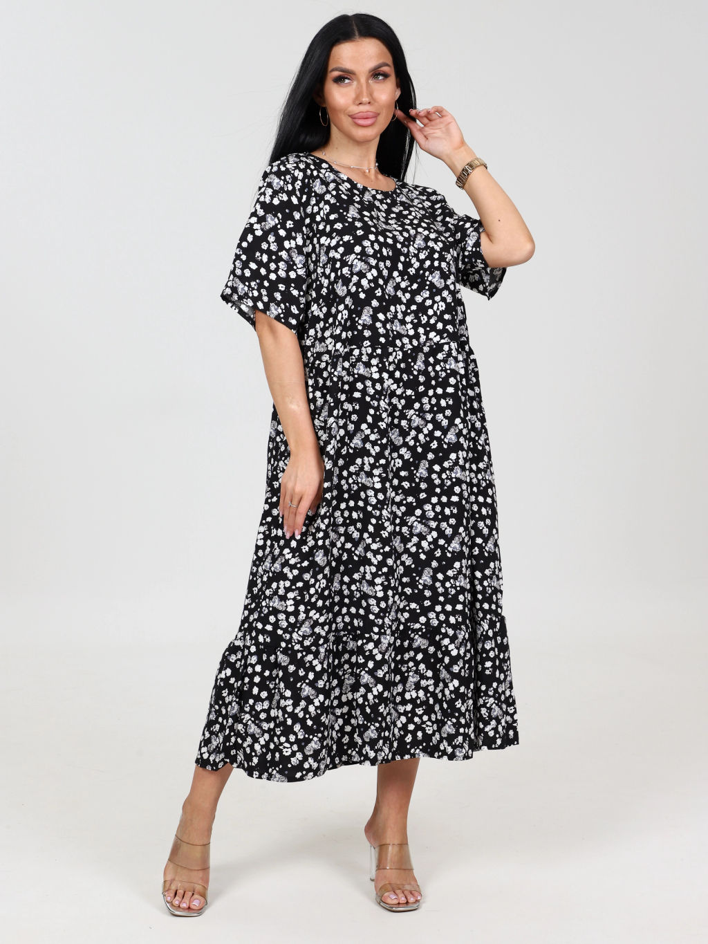 Платье женское, цвет черный белый