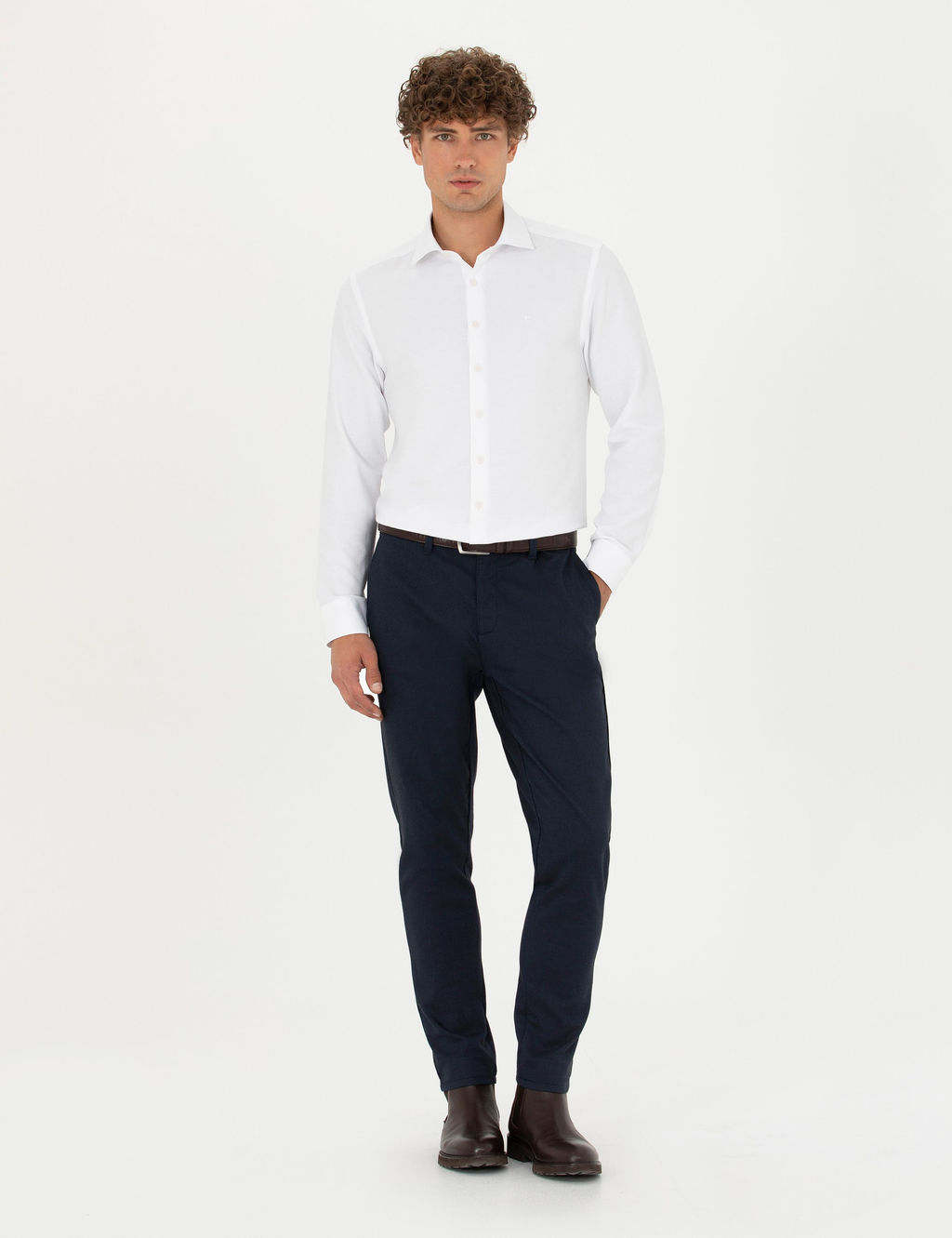 Beyaz Slim Fit Uzun Kollu G_mlek