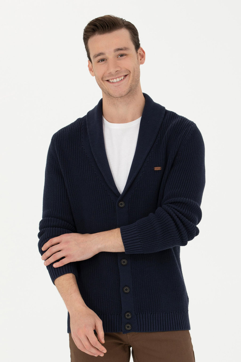 Мужской темно-синий трикотажный кардиган - U.s. polo assn фото 15