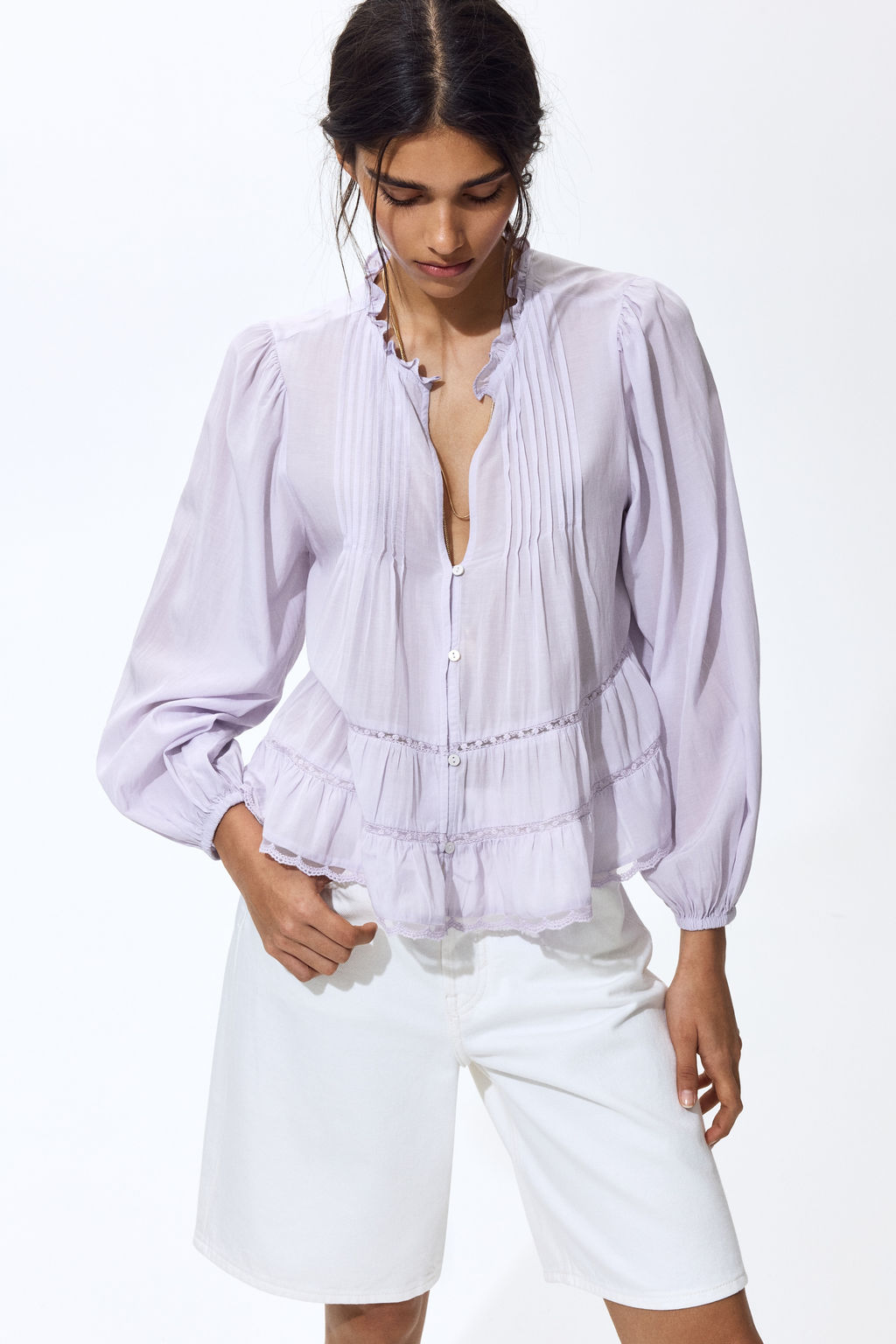 Pintucked blouse - H&m фото 4