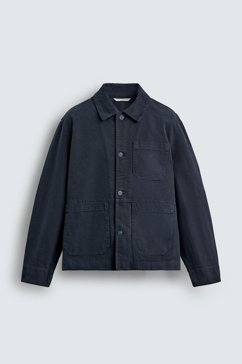 SOBRECAMISA RELAXED FIT CANVAS LAVADO / Marino oscuro - Zara фото 8