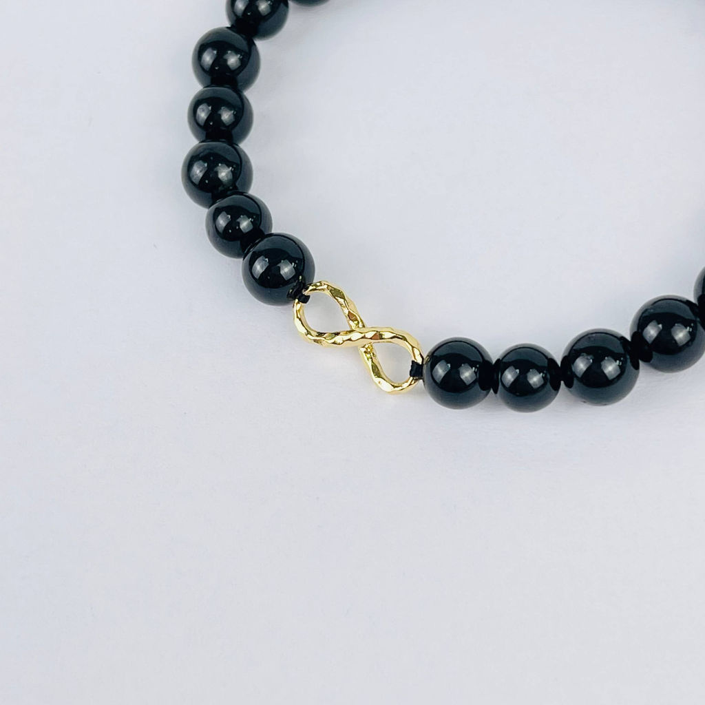 Браслет из черного Турмалина (Шерл) со вставкой 16 см