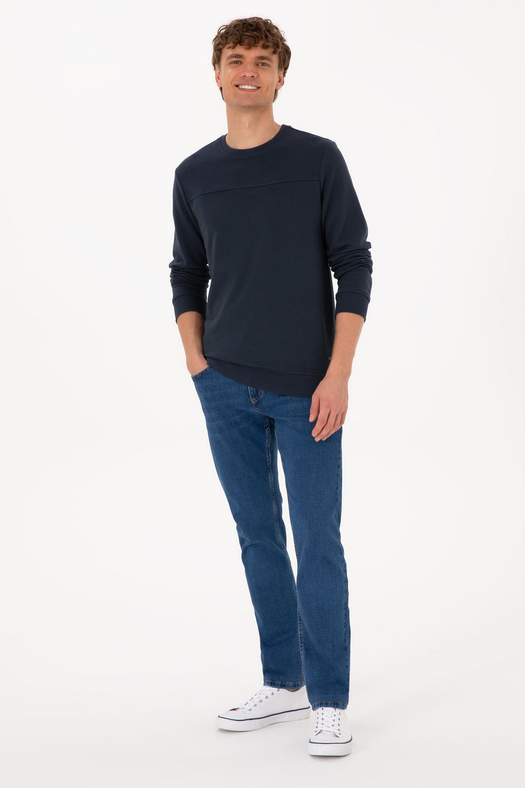 Erkek Bisiklet Yaka Regular Fit A__k Lacivert Sweatshirt - U.s. polo assn фото 4