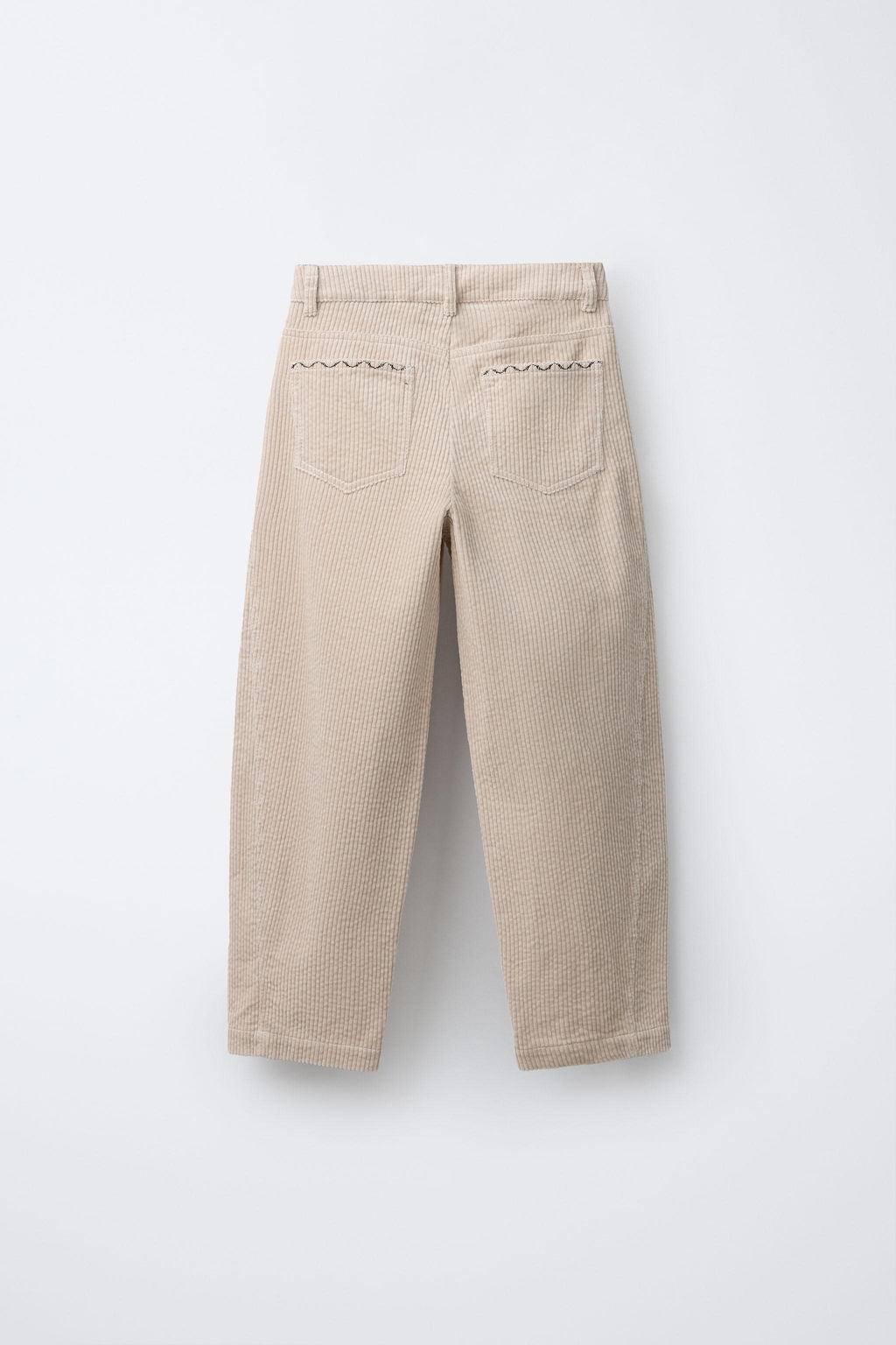 BARREL CORDUROY TROUSERS WITH EMBROIDERED DETAIL - Zara фото 2