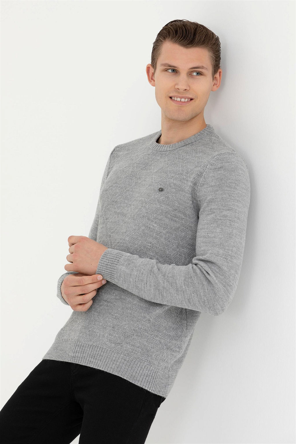 Мужской серый меланжевый свитер - U.s. polo assn фото 10