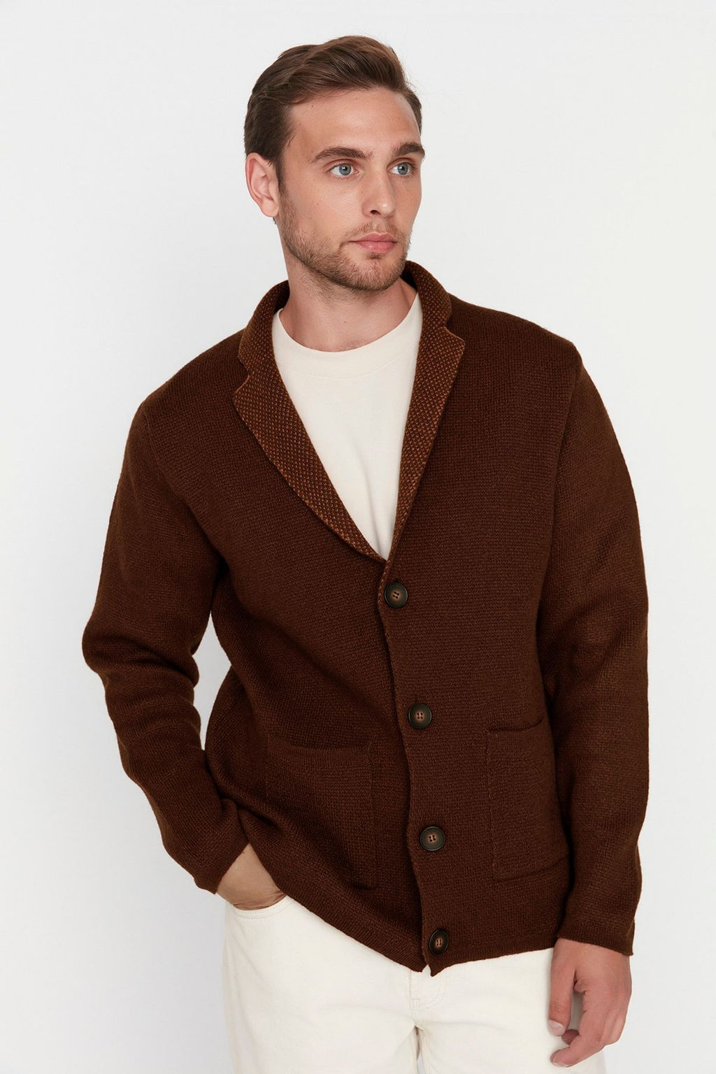 TRENDYOL MAN Antrasit Regular Fit Yunlu Yaka Triko H?rka TMNAW22HI0140 - Trendyolmilla фото 41