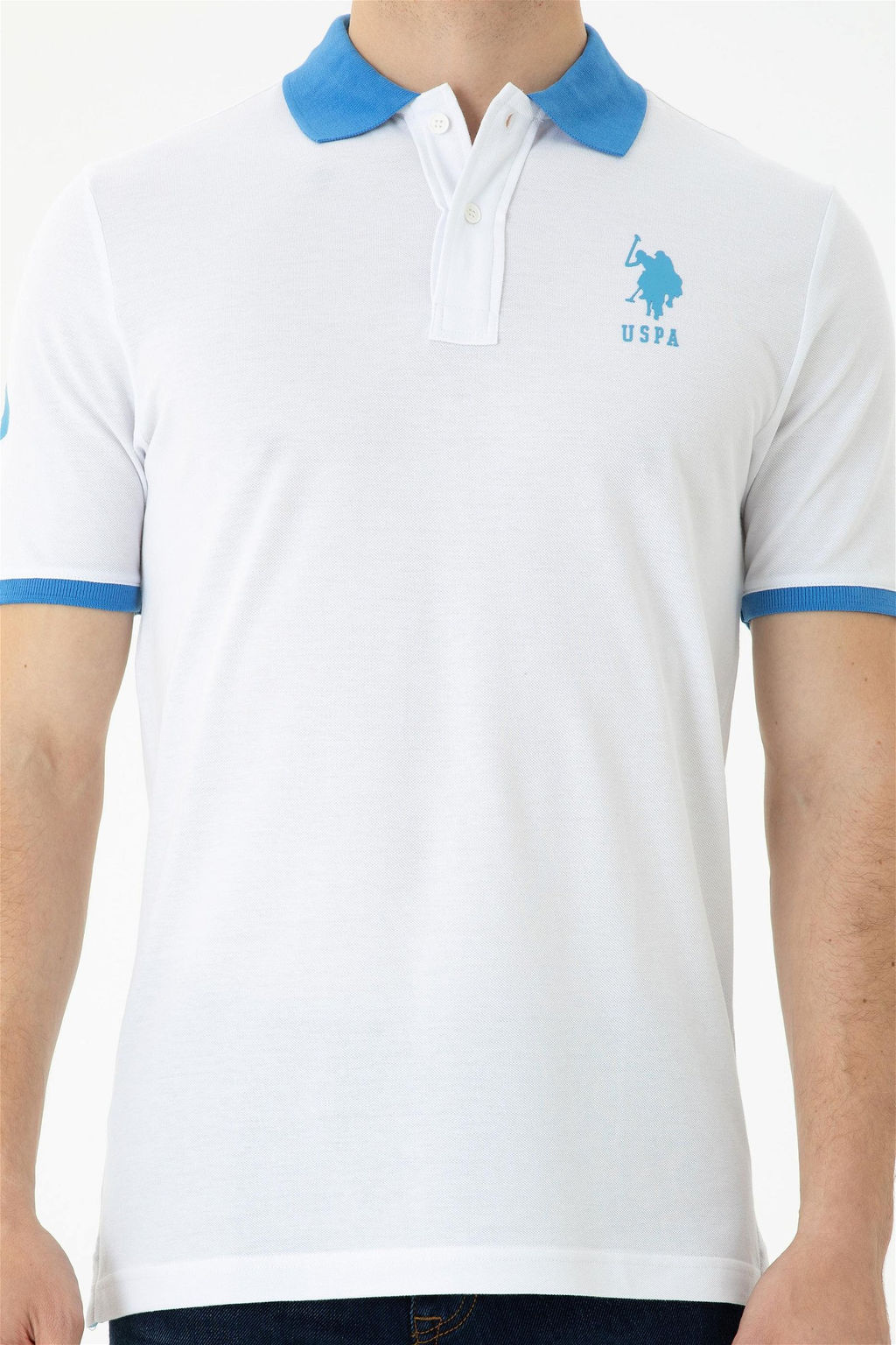 Мужская белая футболка с воротником-поло - U.s. polo assn фото 6