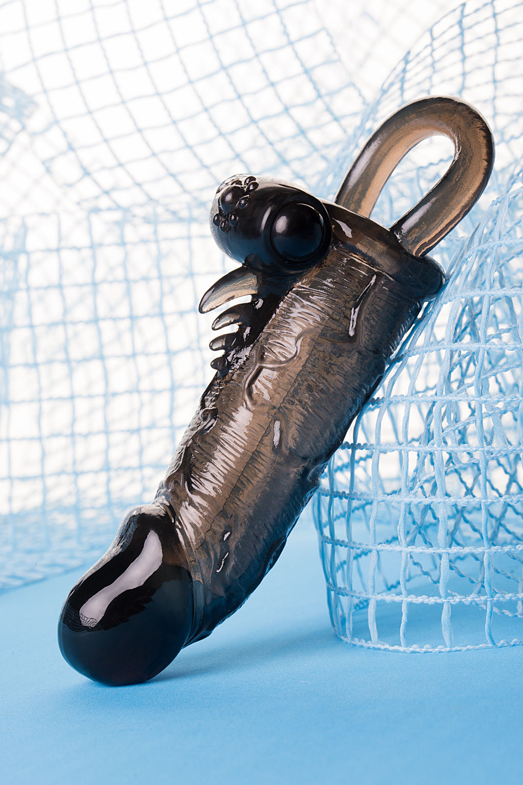 Насадка Toyfa XLover, для увеличения размера с кольцом и вибрацией, TPE, черная, 14.5 см  фото 11