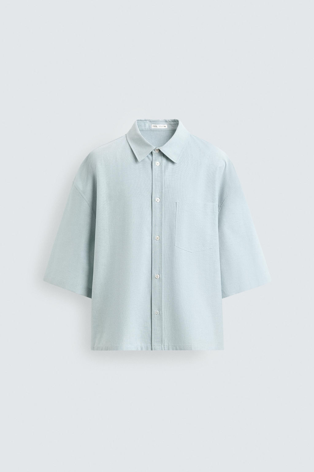 CAMISA BOXY FIT BOLSILLO / Verde agua - Zara фото 8