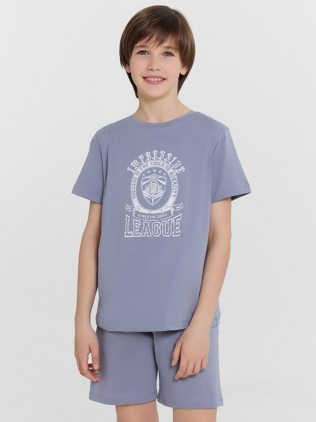 Комплект домашний для мальчиков сиреневый с принтом