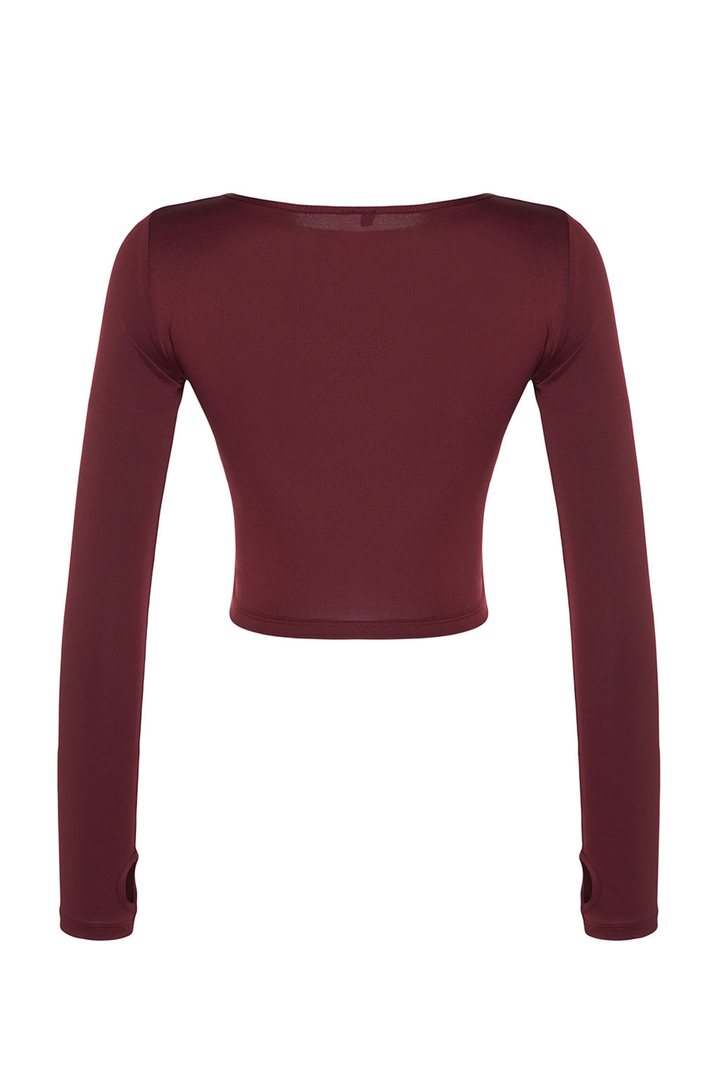 Bordo Crop Pencere/Cut Out ve Bas Parmak Delik Detayl? Orme Spor Ust/Bluz TWOAW21BZ0156