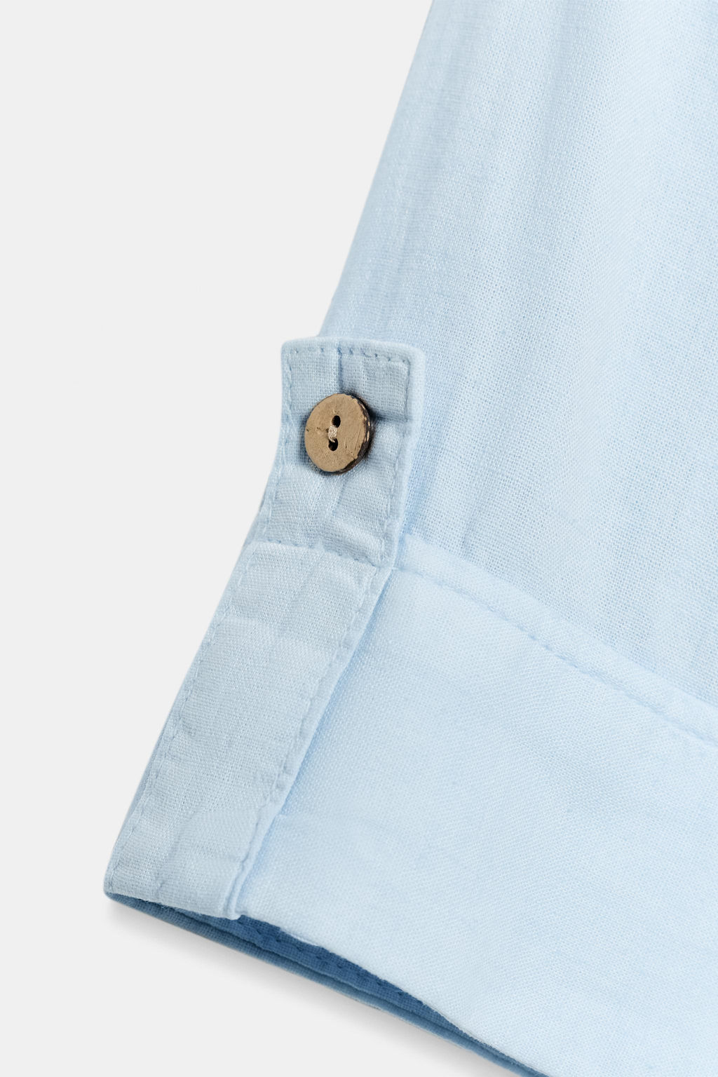 CAMISA CORTA CON LINO / Celeste
