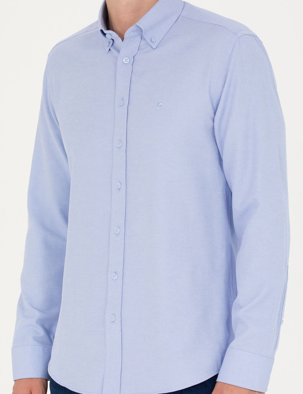 A__k Mavi Slim Fit Uzun Kollu G_mlek