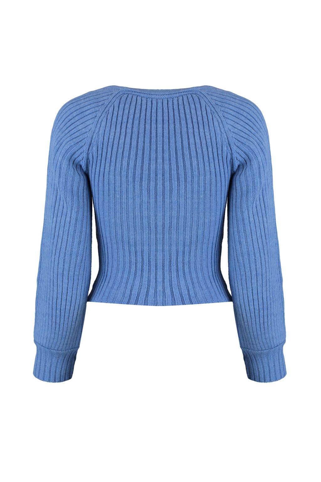 Mavi Crop Kalp Yaka Triko Kazak TWOAW22KZ1760