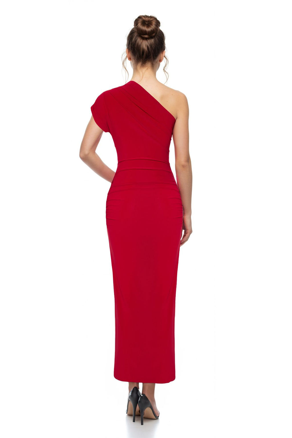 TRENDYOLMILLA Kahverengi Vucuda Oturan Cut Out/Pencere Detayl? Orme Midi S?k Elbise TPRSS25EL00064