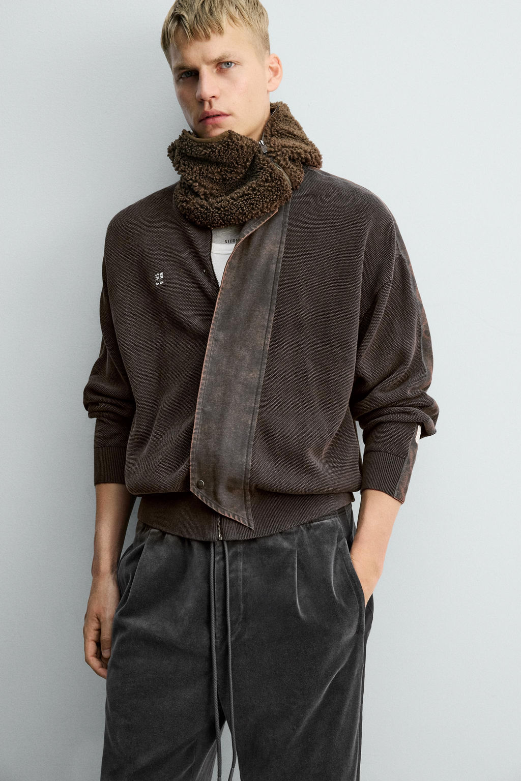 WASHED KNITTED CARDIGAN WITH STRIPES X SR_A - Zara фото 5