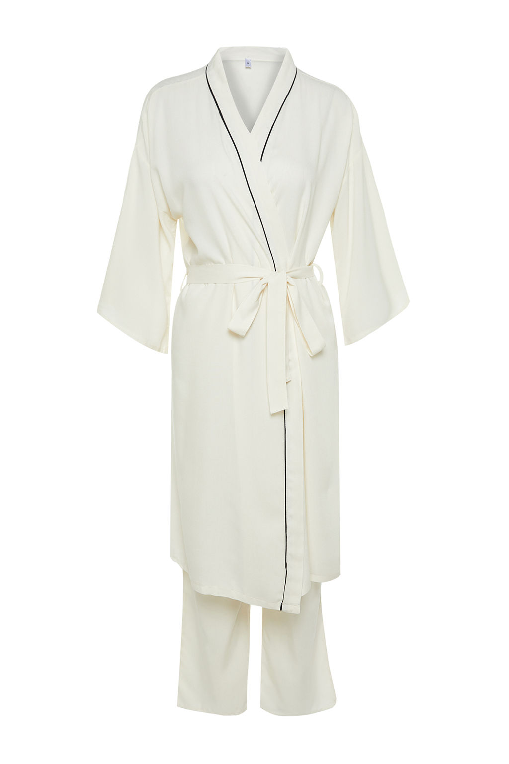 Trendyolmilla Siyah 2li Viskon Biyeli Sabahl?k-Pijama Alt? Dokuma Pijama Tak?m? THMAW24PT00074  фото 7