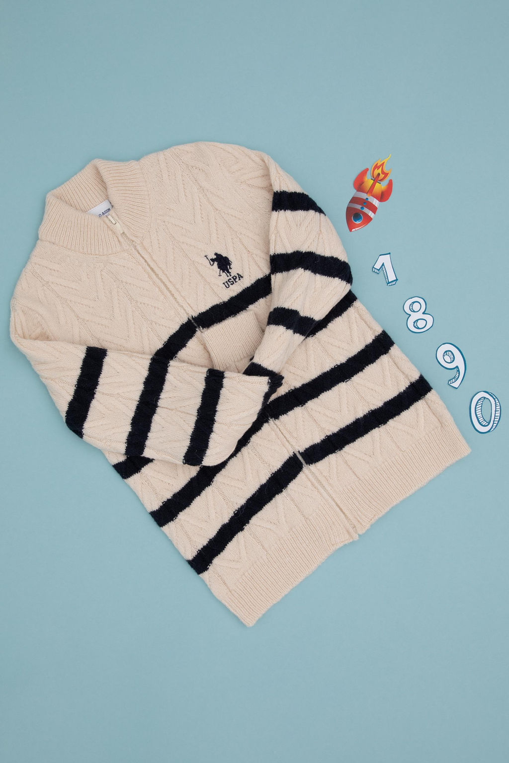 Кардиган на молнии для мальчика кремовый из акрила