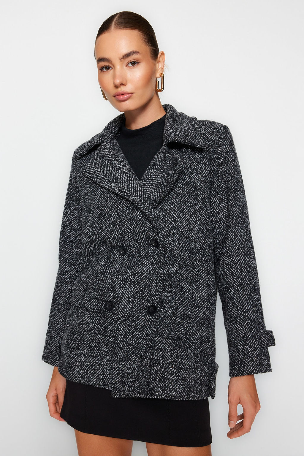 Trendyolmilla Kahverengi Oversize Genis Kesim K?rc?ll? Kase Kaban TWOAW24KB00176  фото 8