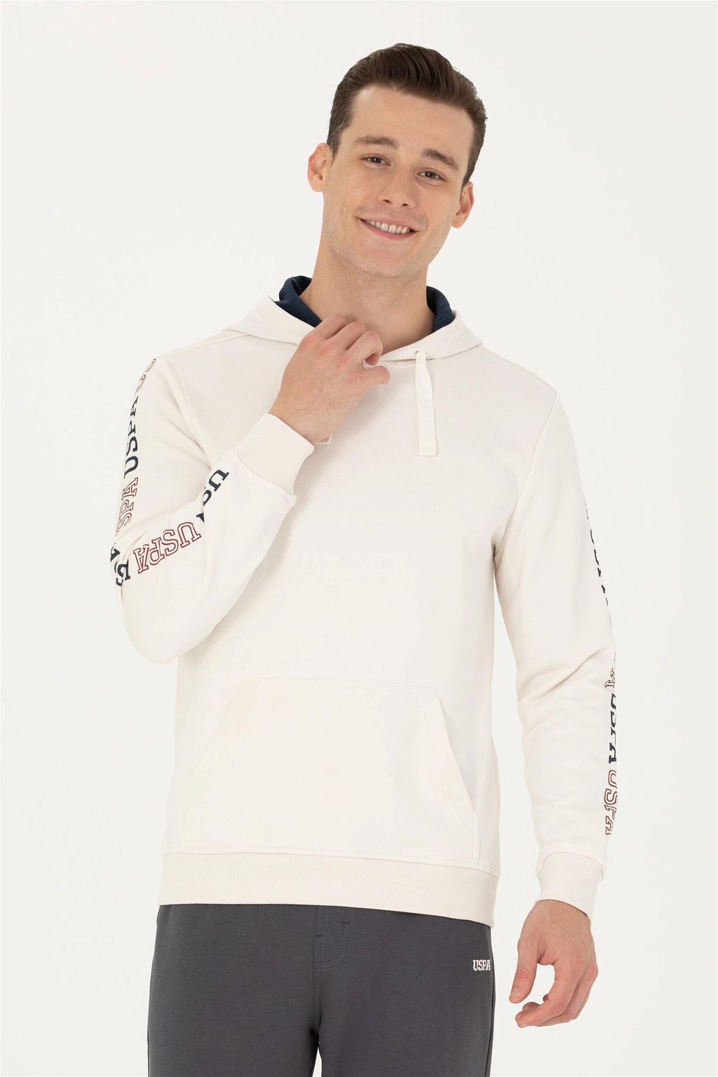 U. S. Polo Assn Мужская толстовка с капюшоном и камнем - U.s. polo assn фото 3