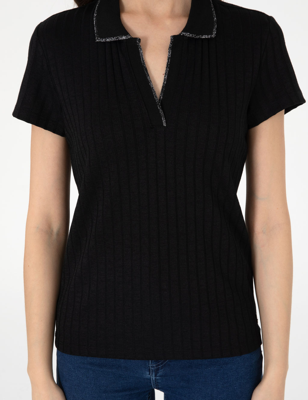Siyah Slim Fit Basic Ti__rt