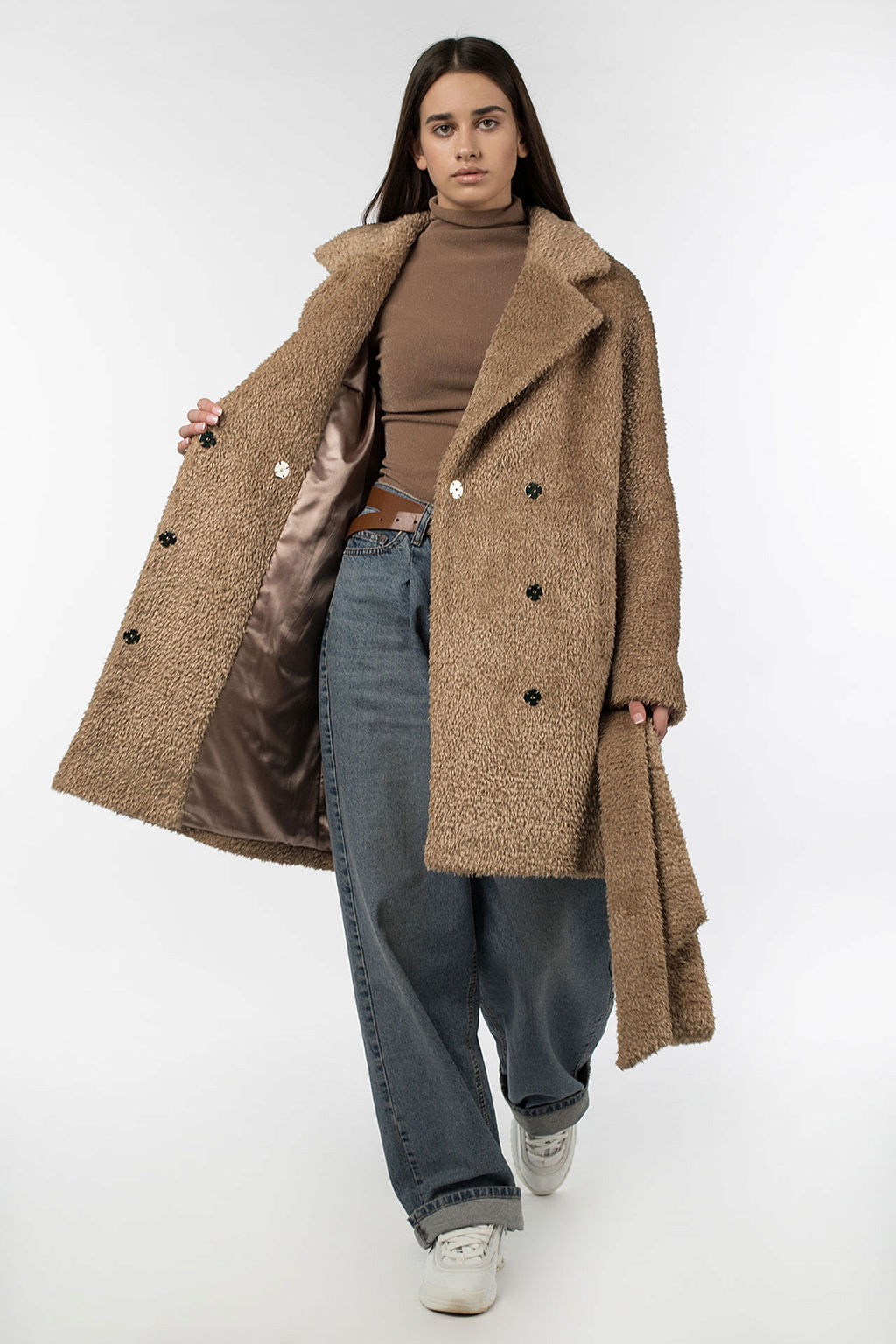 02-3073 Пальто женское утепленное (пояс) - El podio фото 2