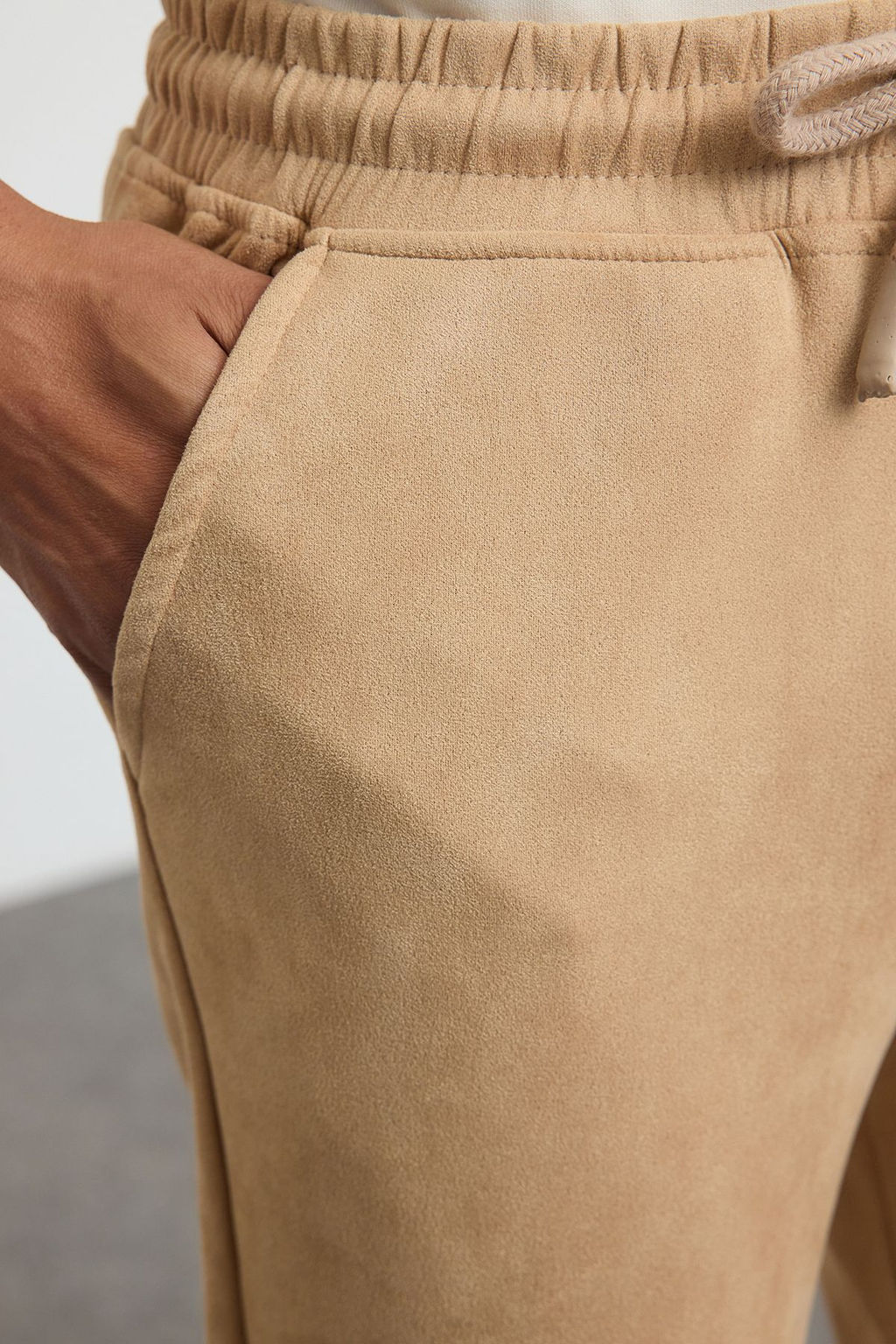 TRENDYOL MAN Siyah Slim Fit Beli Baglamal? Lastikli Suet Pantolon TMNAW25PL00030 - Trendyolmilla фото 4