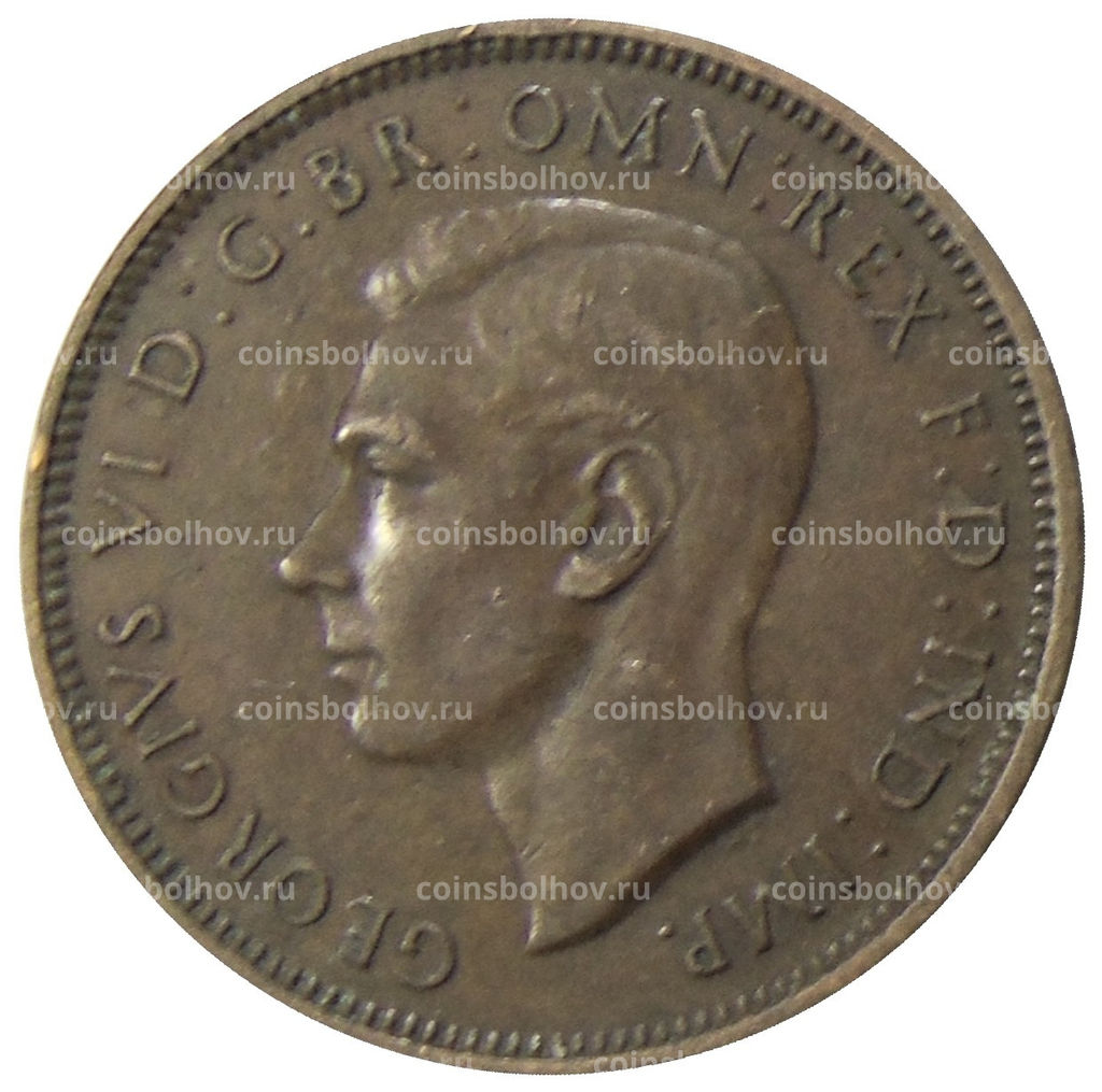 Монета 1/2 пенни 1938 года Австралия