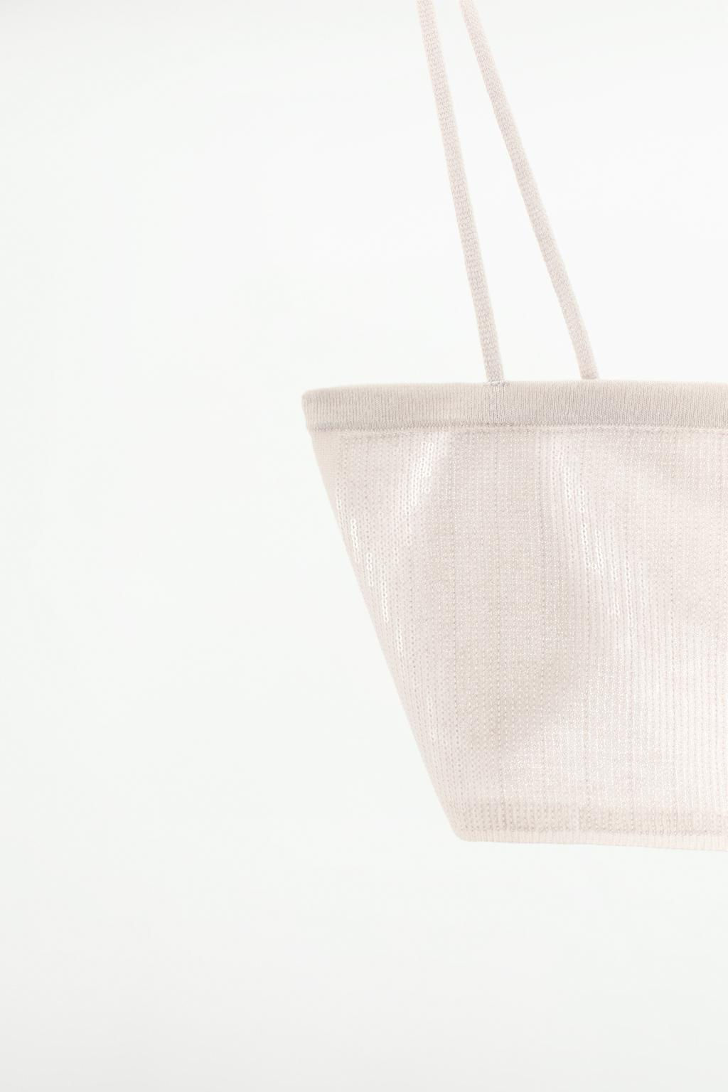 FINE KNIT BANDEAU NECKLINE BRA WITH SEQUINS - Zara фото 7