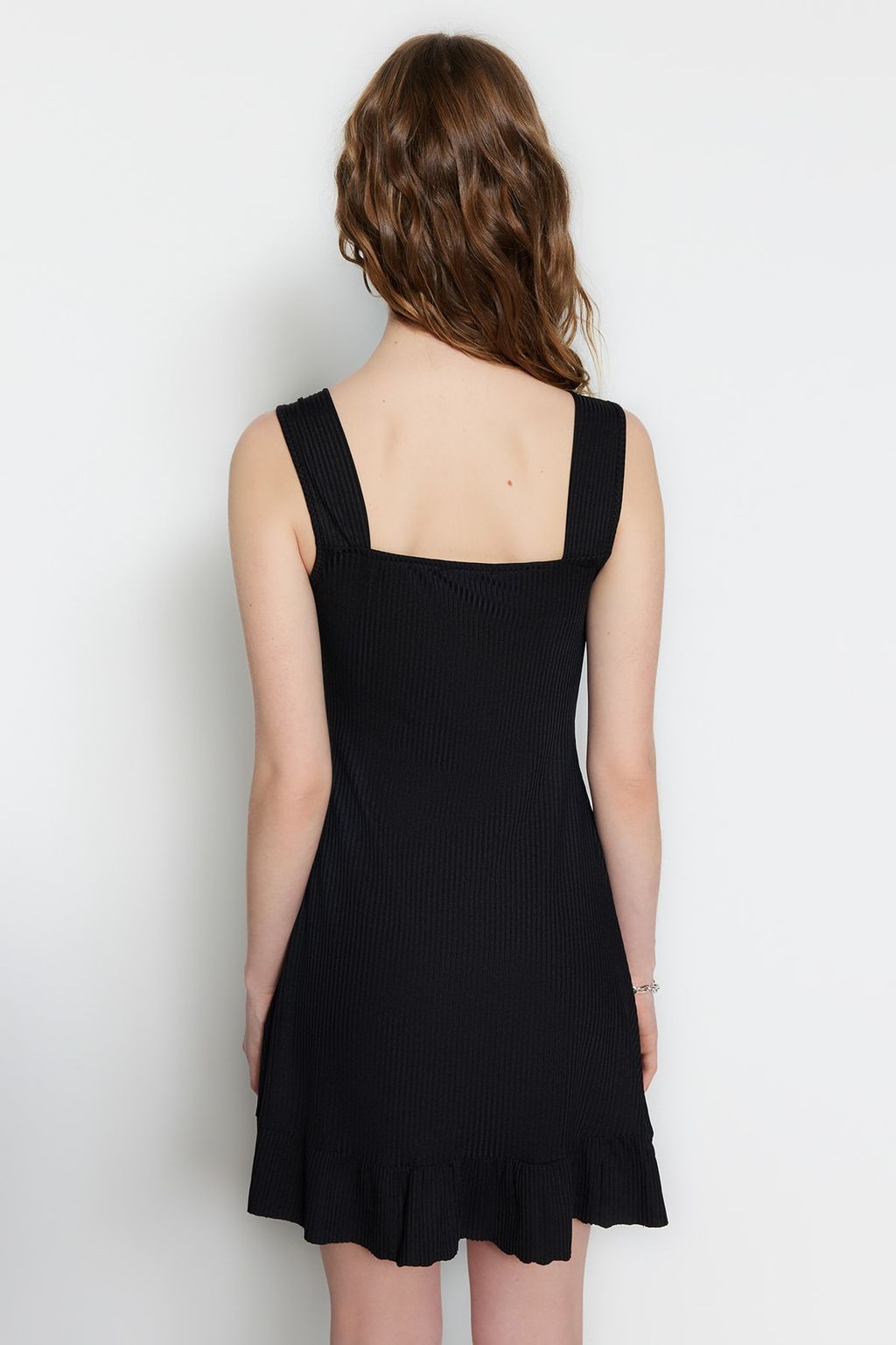 Siyah*001 Kare Yaka Volanl? A-Line Mini Orme Mini Elbise TWOSS23EL00348 - Trendyolmilla фото 15