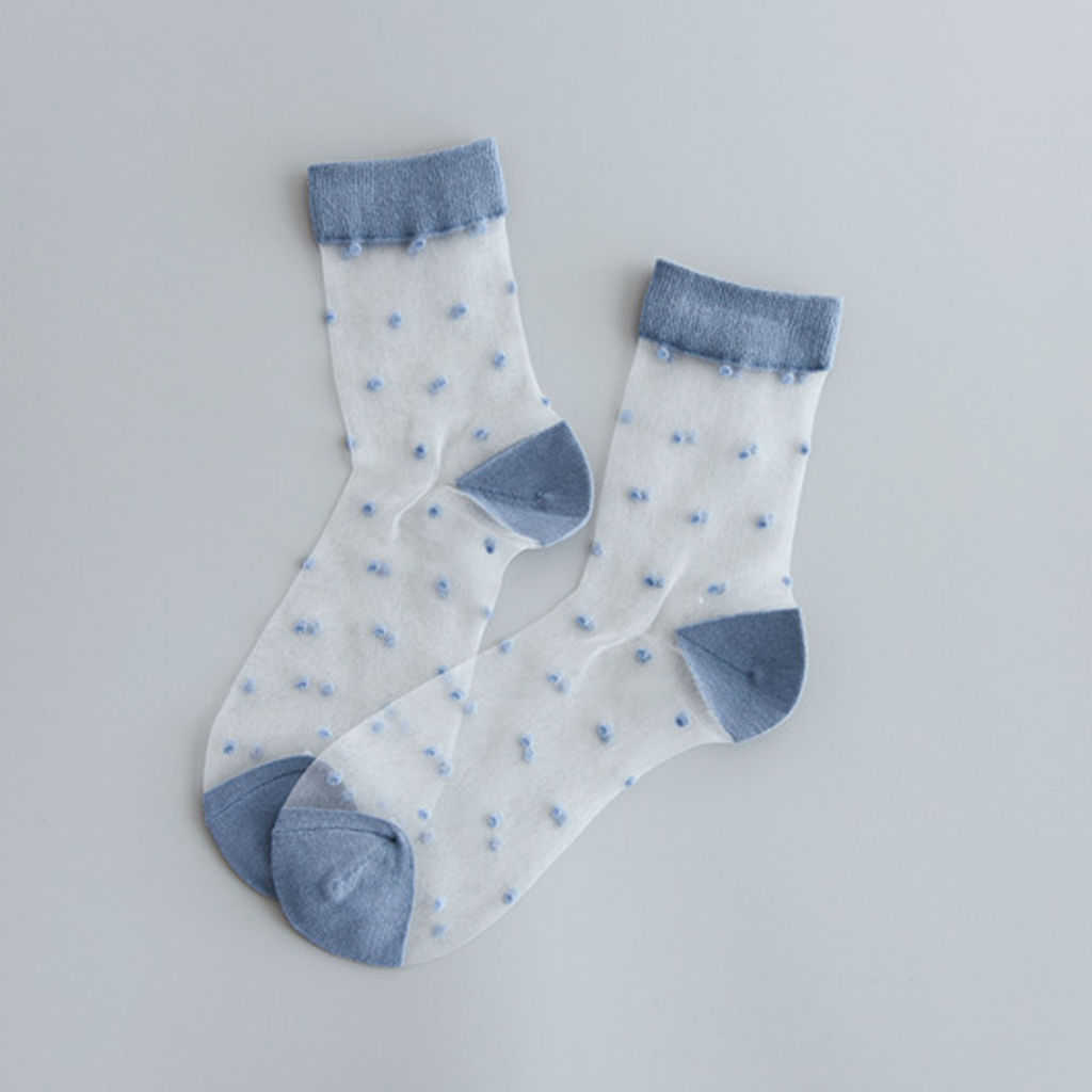 Носки Прозрачные Летний горошек Голубые