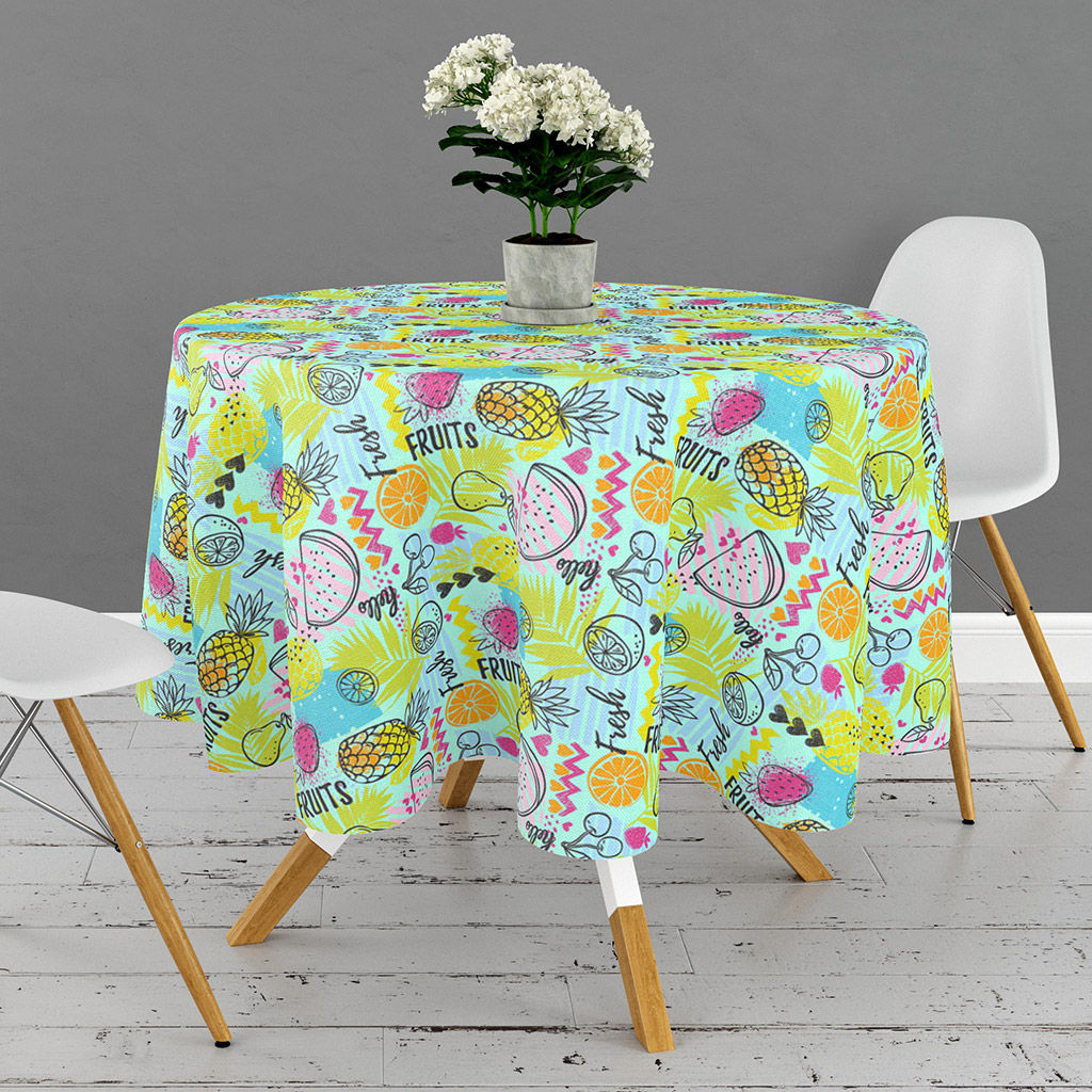 Скатерть д146см Фреш Фуд, диаметр стола до 105см, на 6 персон, рогожка, хлопок Комфорт 171г/м2, упаковка классическая 28х41см, Домашняя мода (Россия)  фото 3