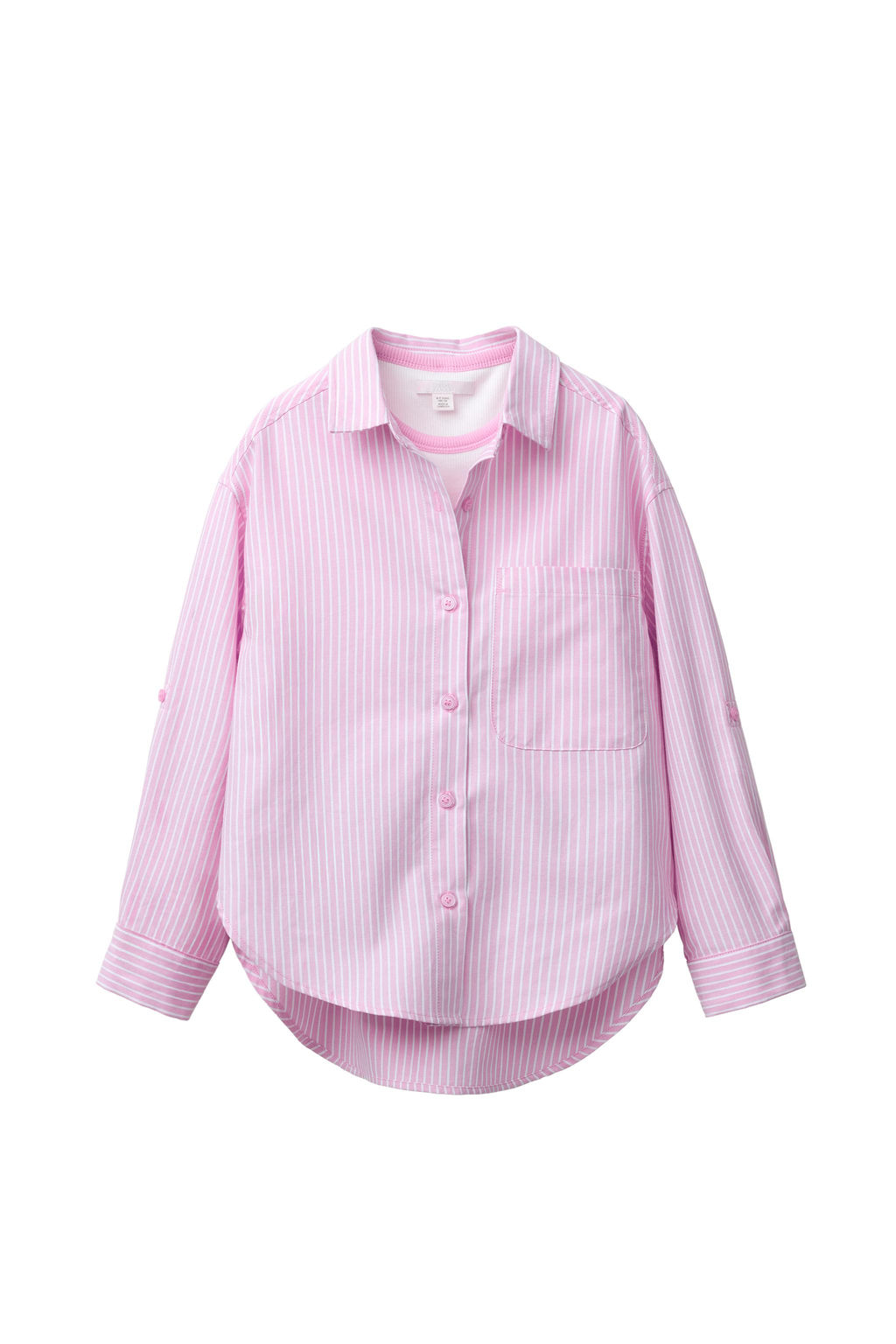 PACK CAMISA RAYAS CON CAMISETA RIB CUELLO CONTRASTE / Rosa