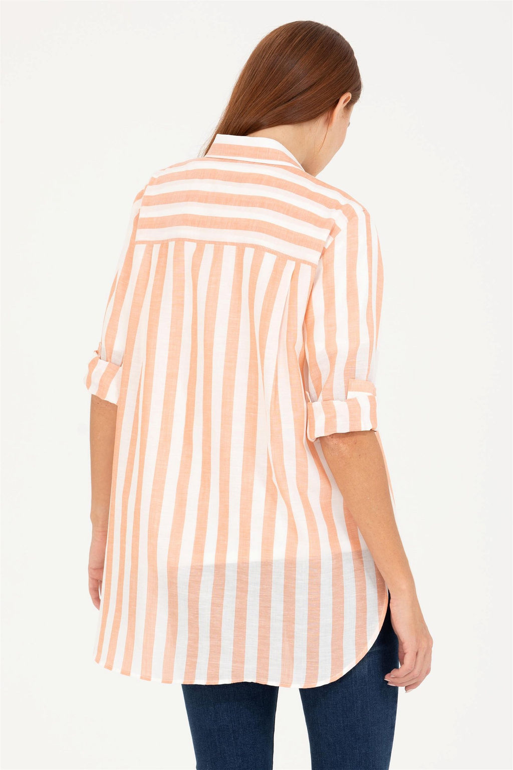 Женская льняная рубашка с длинным рукавом кирпичного цвета - U.s. polo assn фото 5