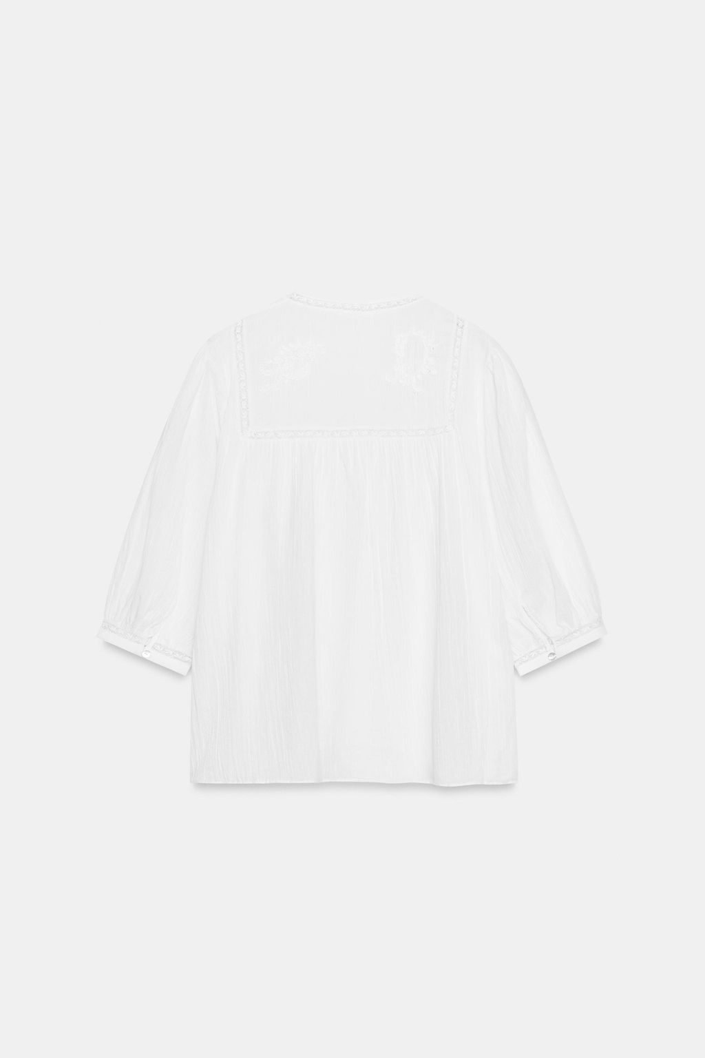 CAMISA BORDADOS ENCAJE ZW COLLECTION / Blanco