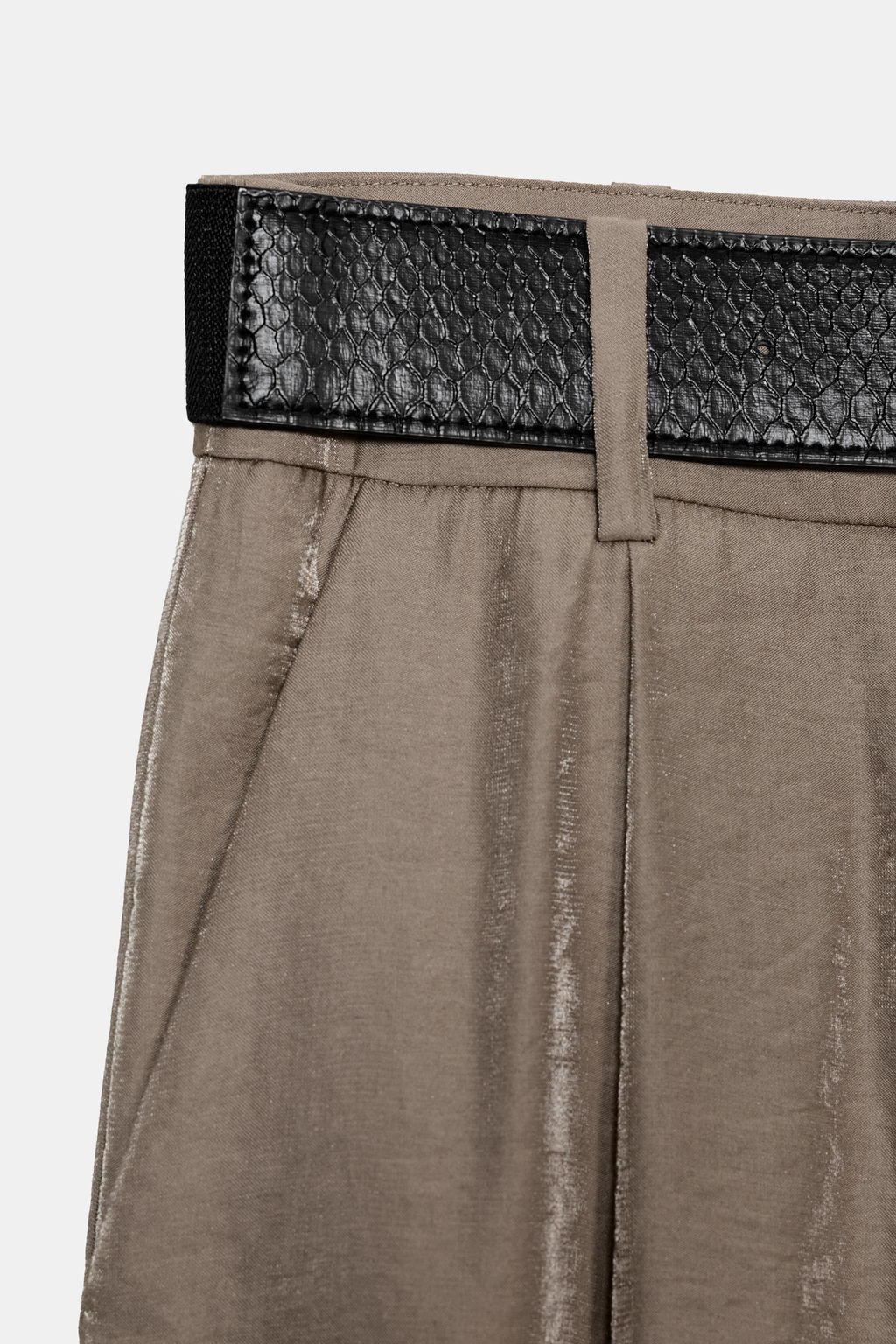 WIDE SATIN TROUSERS WITH BELT - Zara фото 9
