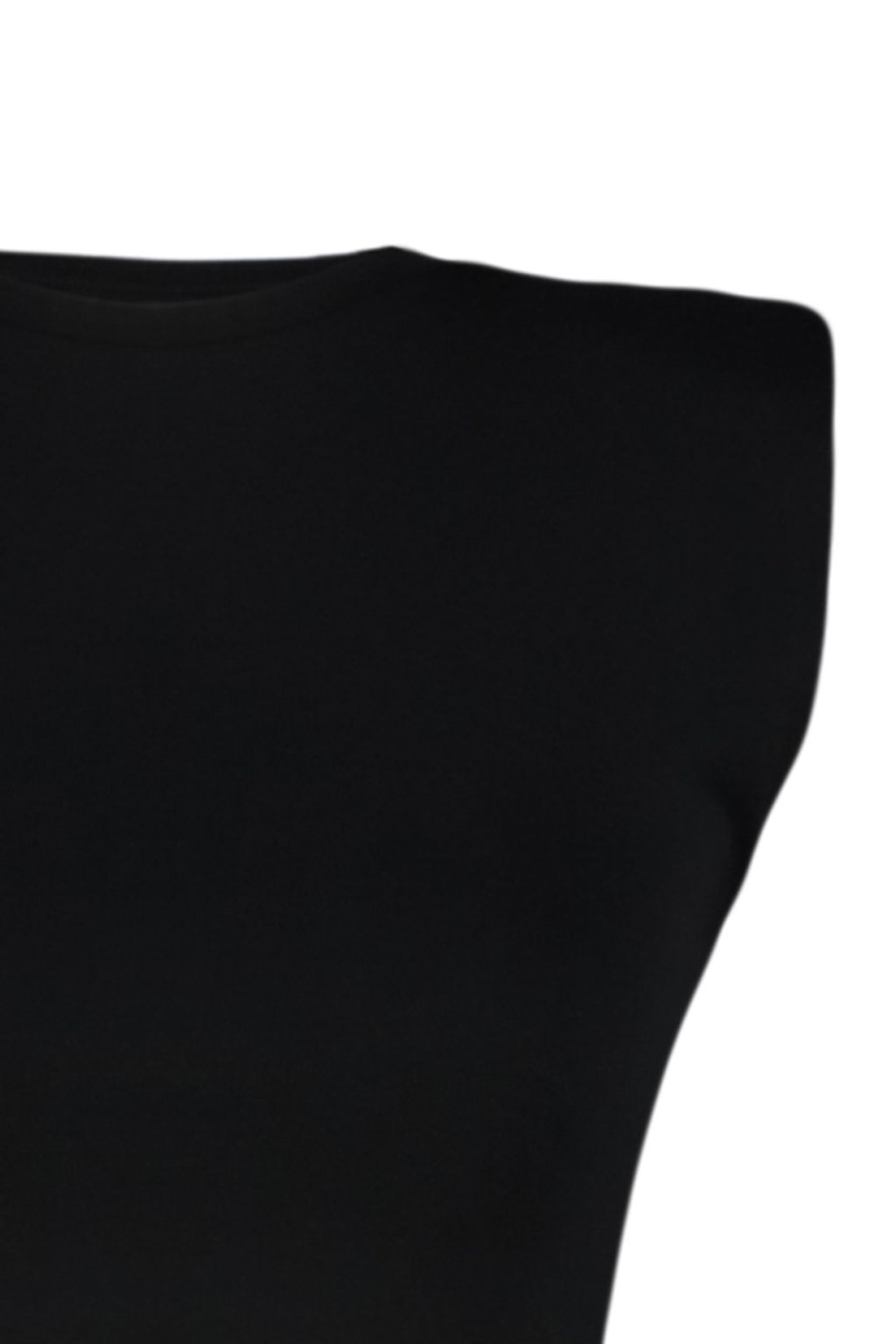 Siyah Vatkal? Fitted/Vucuda Oturan Bisiklet Yaka Crop Esnek Orme Bluz TWOSS23BZ00251