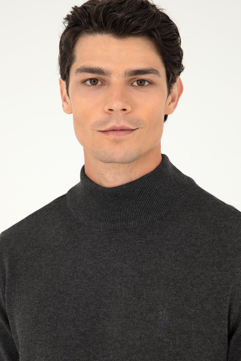 Мужской базовый свитер антрацитового меланжа Неожиданная скидка в корзине - U.s. polo assn фото 2