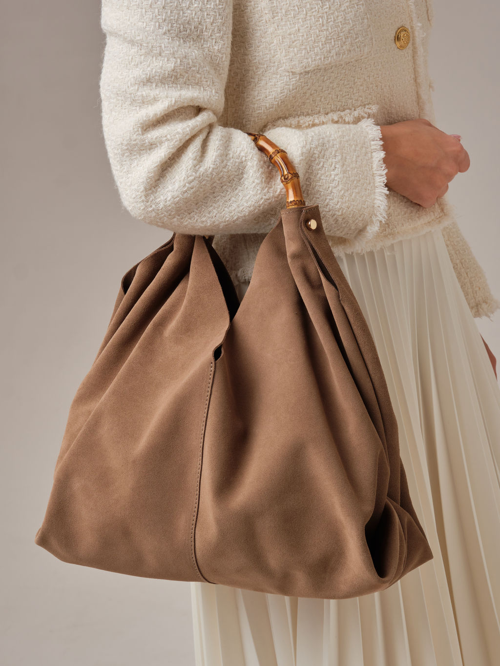 Замшевая сумка Bamboo DBR 30990 серо-коричневый  фото 2