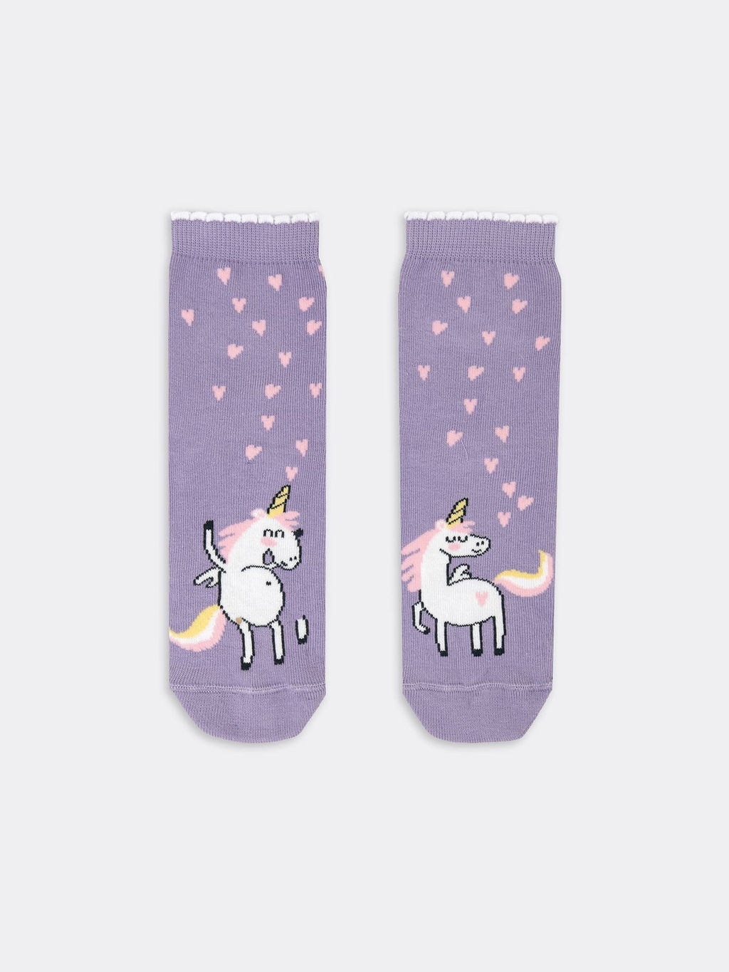 Цена за 5 пар! Детские высокие носки лавандового цвета с пикотом на борту - Mark formelle фото 3