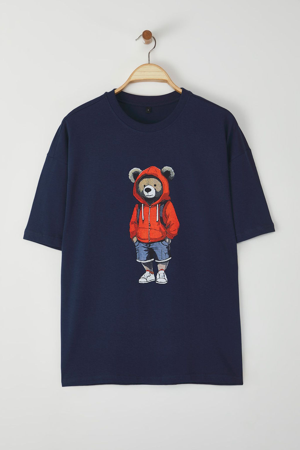 TRENDYOL MAN Ekru Unisex Oversize/Genis Kesim Ay?c?k Bask?l? %100 Pamuklu T-Shirt TMNSS25TS00158 - Trendyolmilla фото 9
