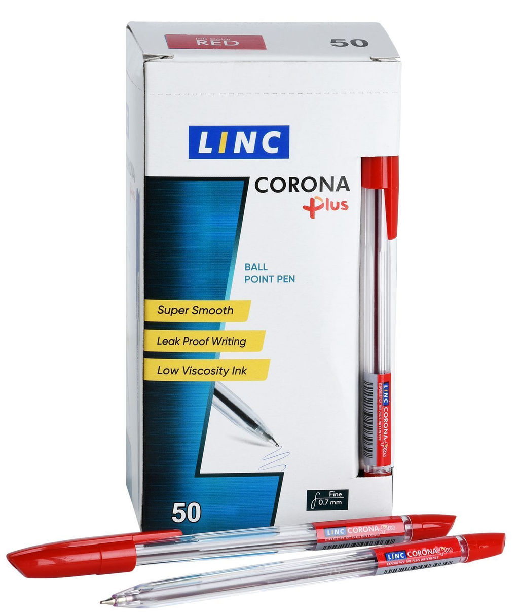 Цена за 5 шт.Ручка шариковая LINC Corona Plus 0,7 мм красная