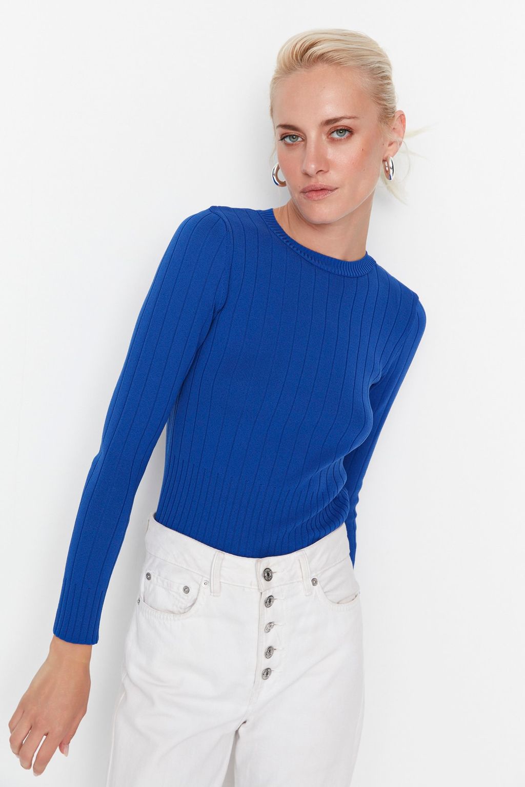 Mavi Basic Bisiklet Yaka Triko Kazak TWOAW23KZ01249