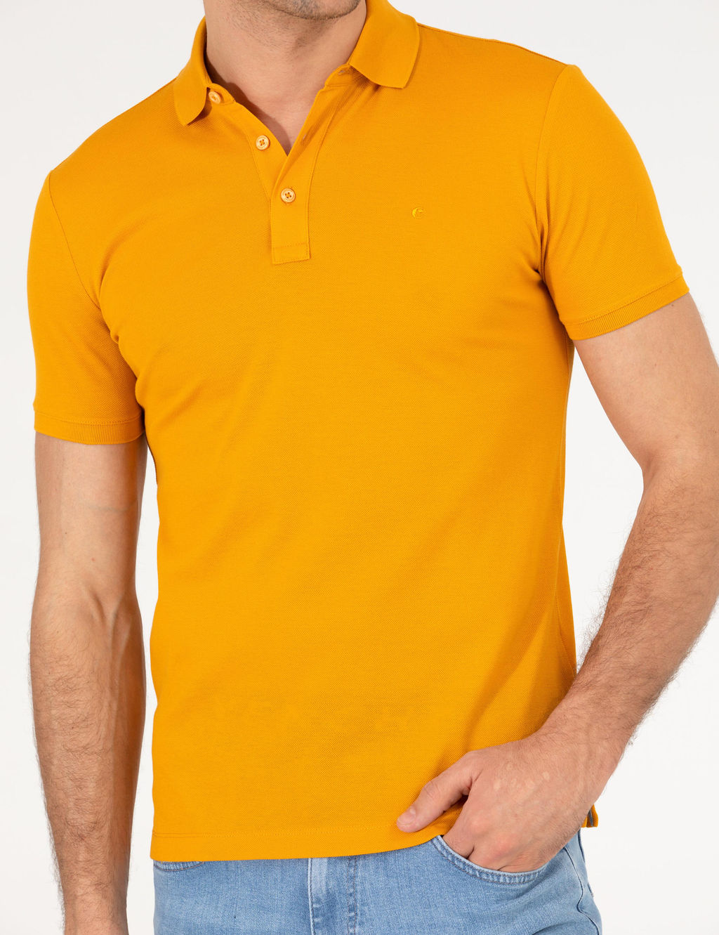 Koyu Sar_ Polo Yaka Slim Fit Basic Merserize T-shirt