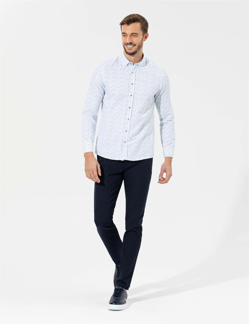 Lacivert Slim Fit Kanvas Pantolon