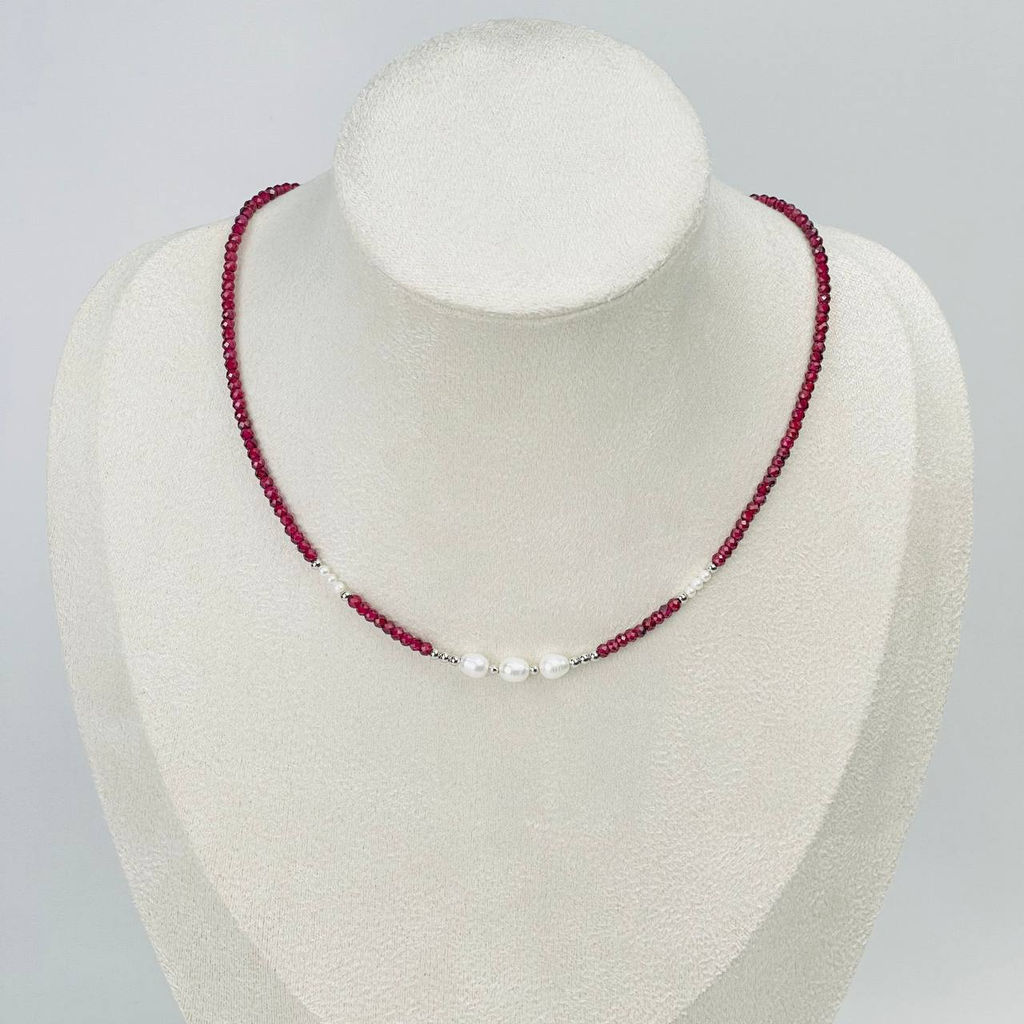 Колье из Граната (Альмандин) и Жемчуга 38 см +