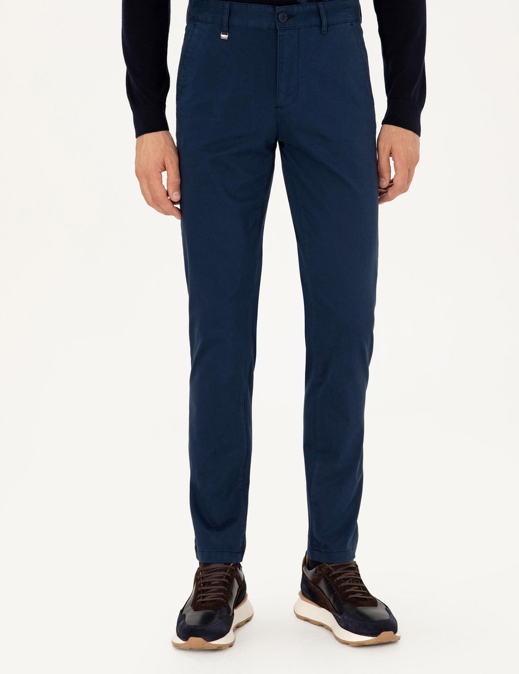 Lacivert Slim Fit Pamuk Kar___ml_ Kanvas Pantolon