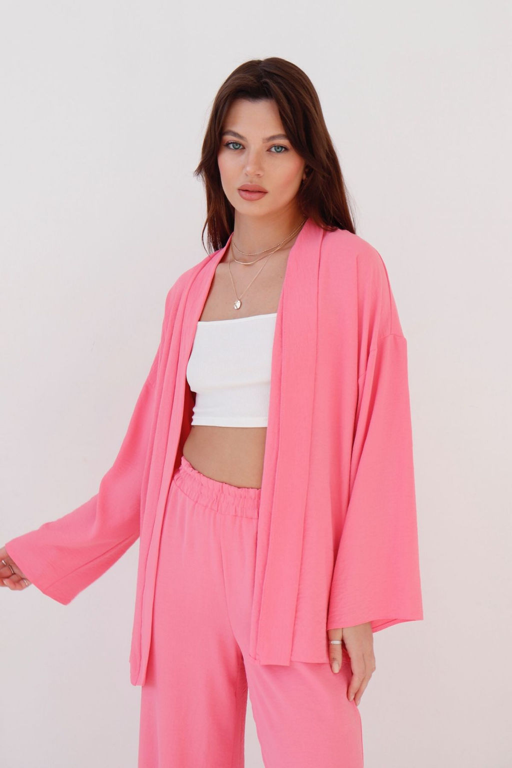 9377 Костюм из кимоно и брюк-палаццо pink - Martichelli фото 2