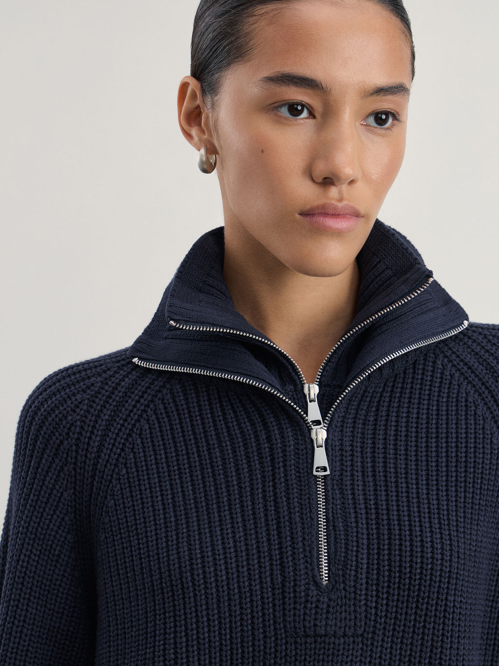 Джемпер на молнии из смесового хлопка / Zarina  фото 7